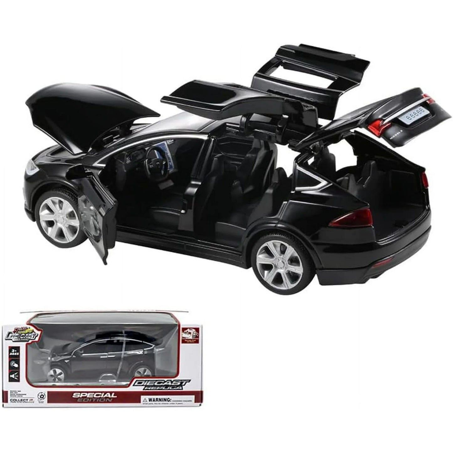 Alloy Diecast Pull Back Toy Car with Open Doors, Lights and Music