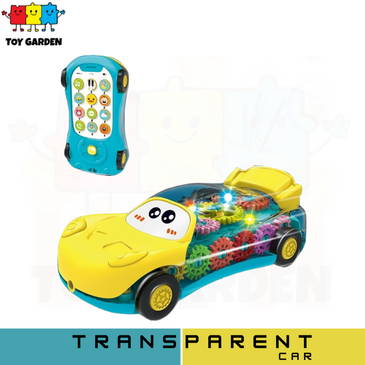 2 in 1 Transparent Gear Car Early Education Simulation Toy Phone Car