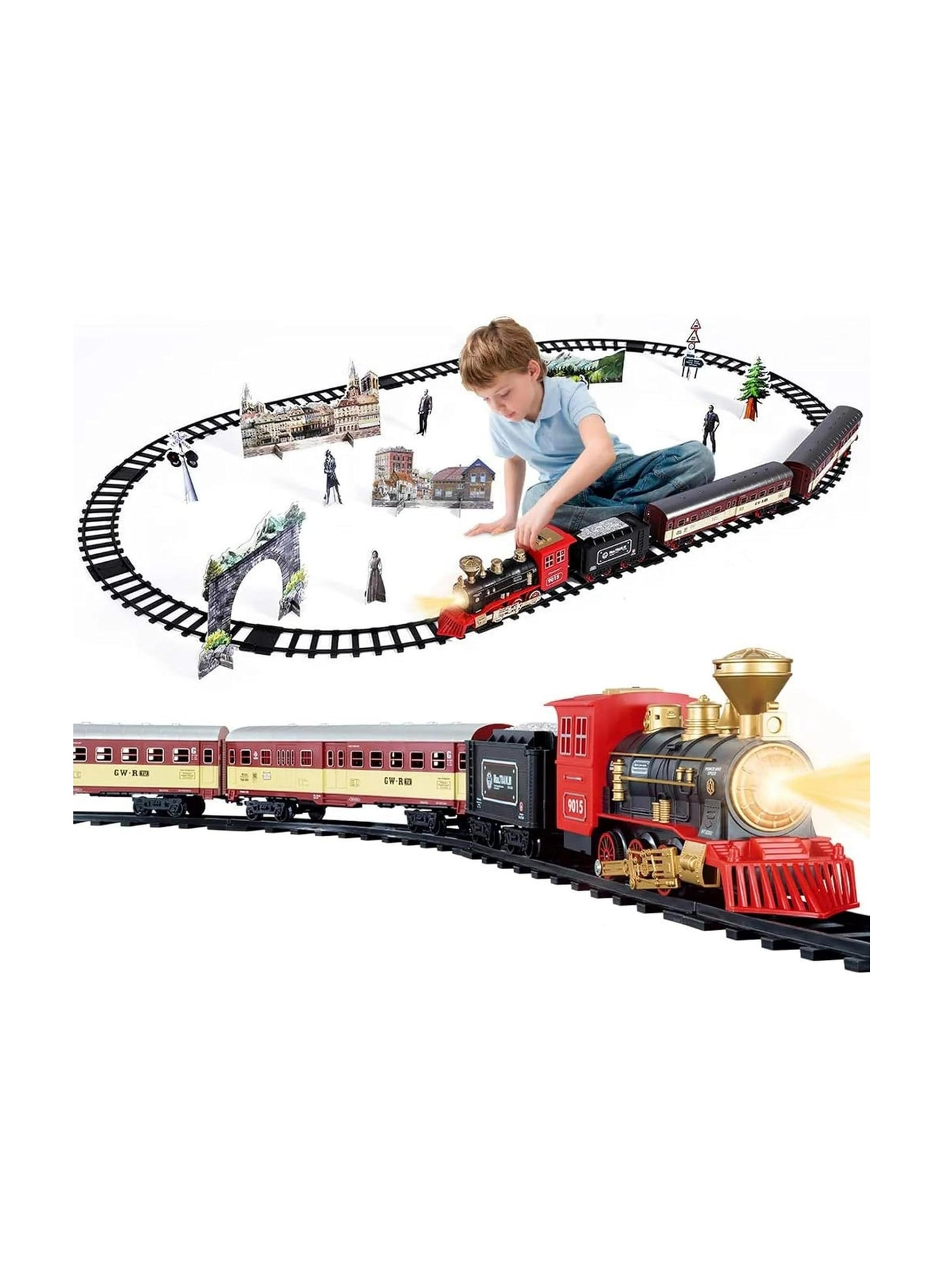 Electric Train Toy Set Car Railway Tracks