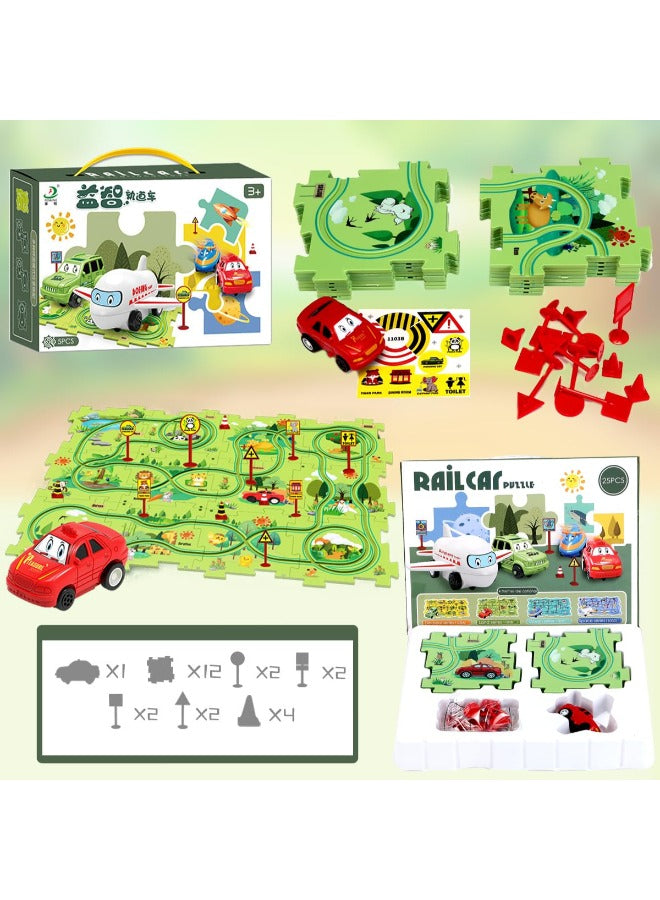 25PCS Children's Puzzle Track Car Game Set