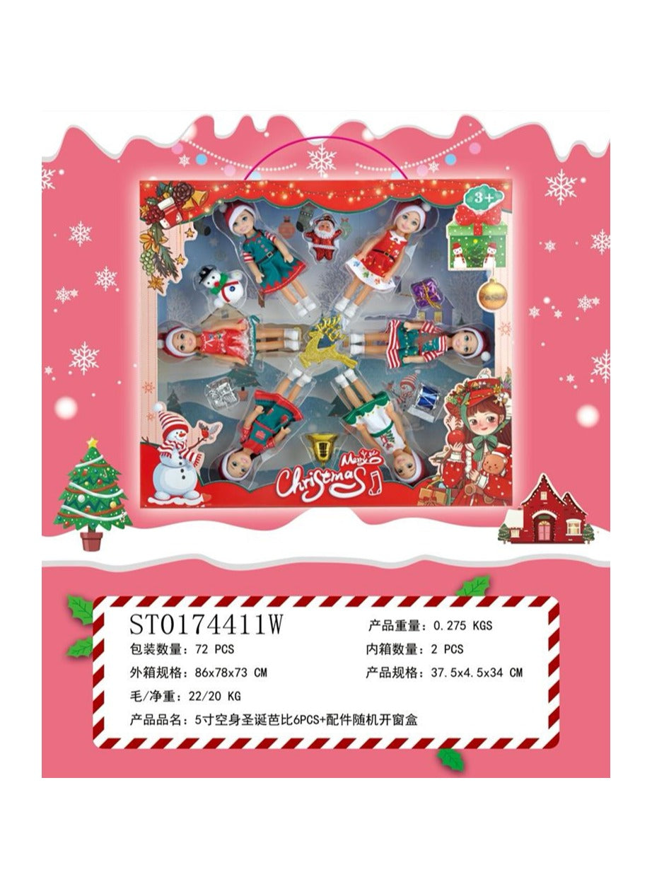 Festive Christmas 5-Inch Doll Set