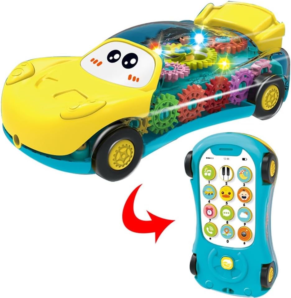 2 in 1 Transparent Gear Car Early Education Simulation Toy Phone Car