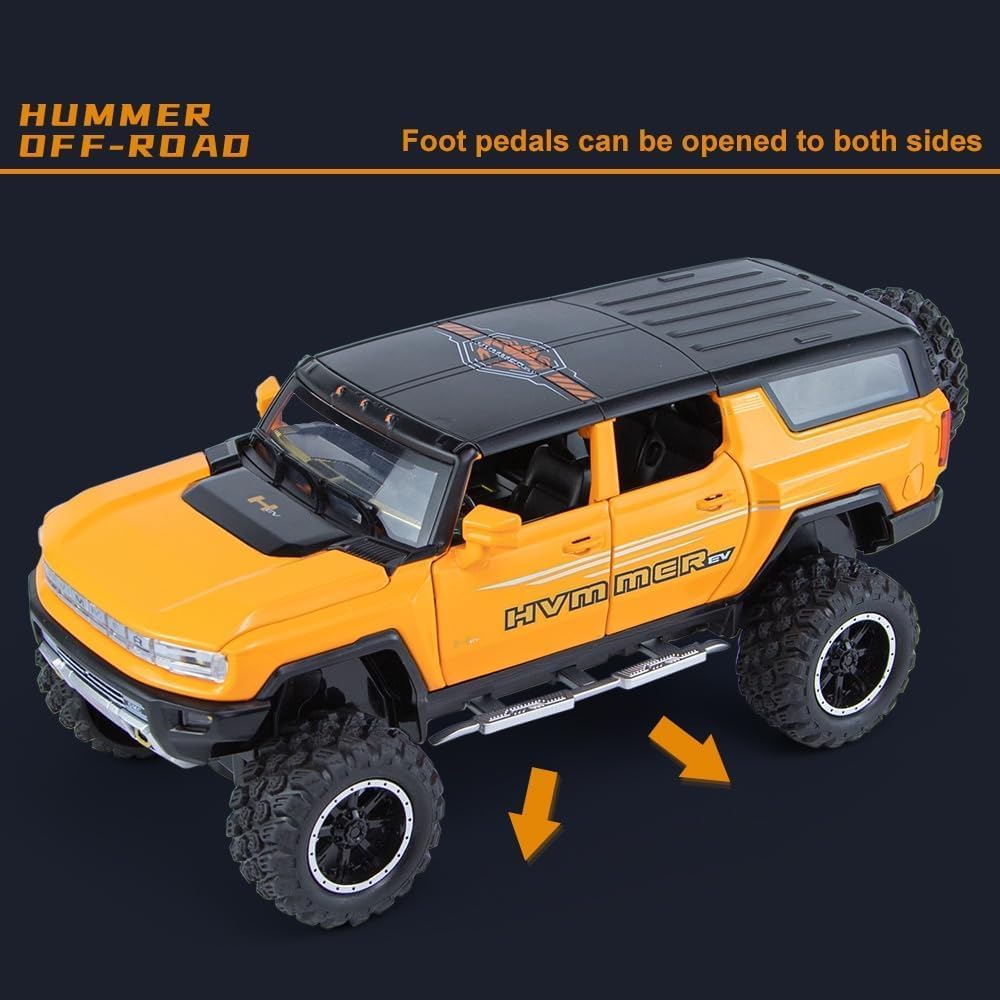 1:24 Big Hummer EV Off-Road Toy Car Metal Pull Back Diecast Car