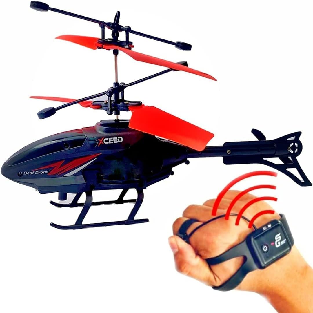 Flying Helicopter with Hand Induction & Watch Control