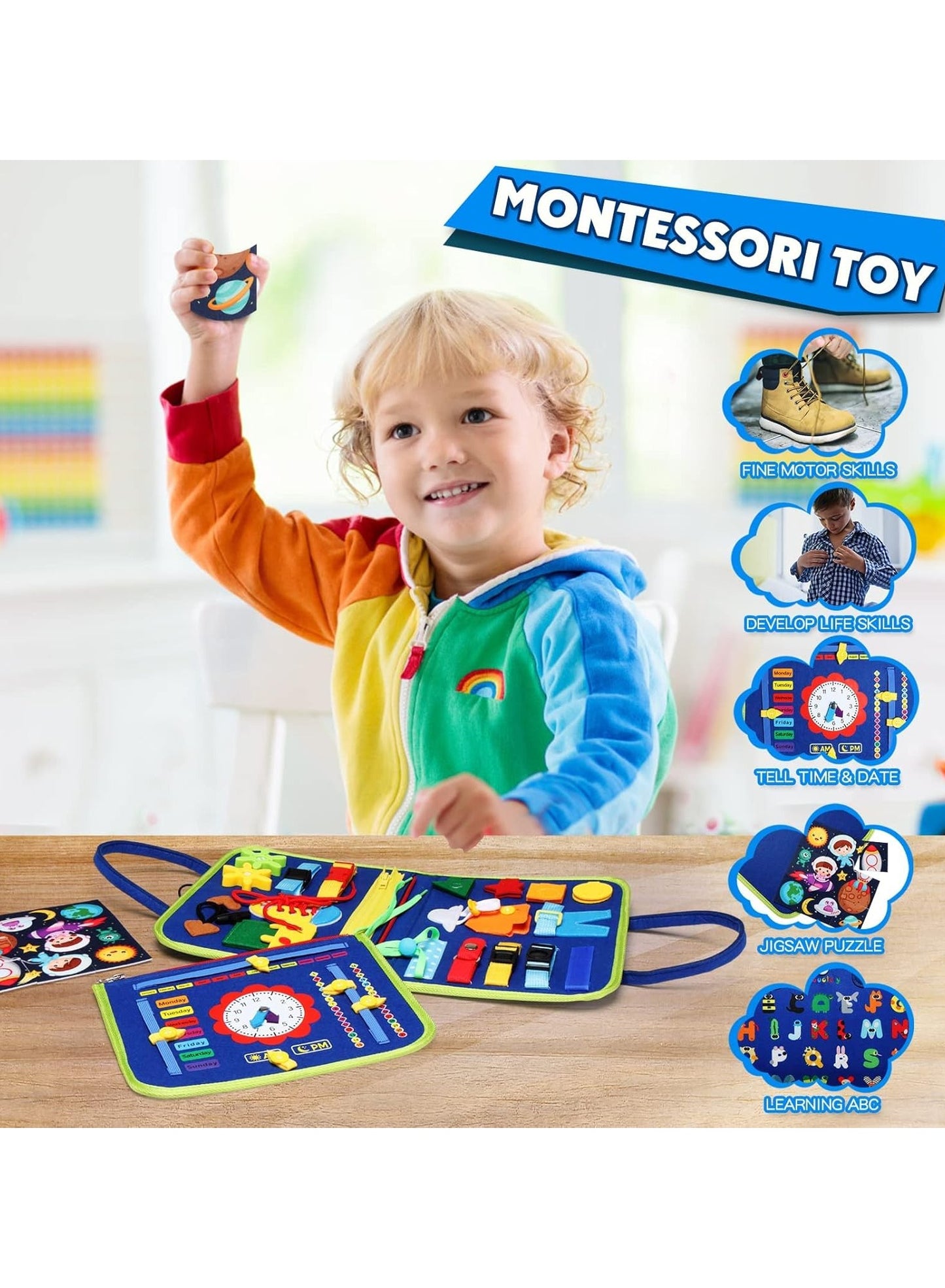 Dinosaur-Themed Busy Board Educational Toy