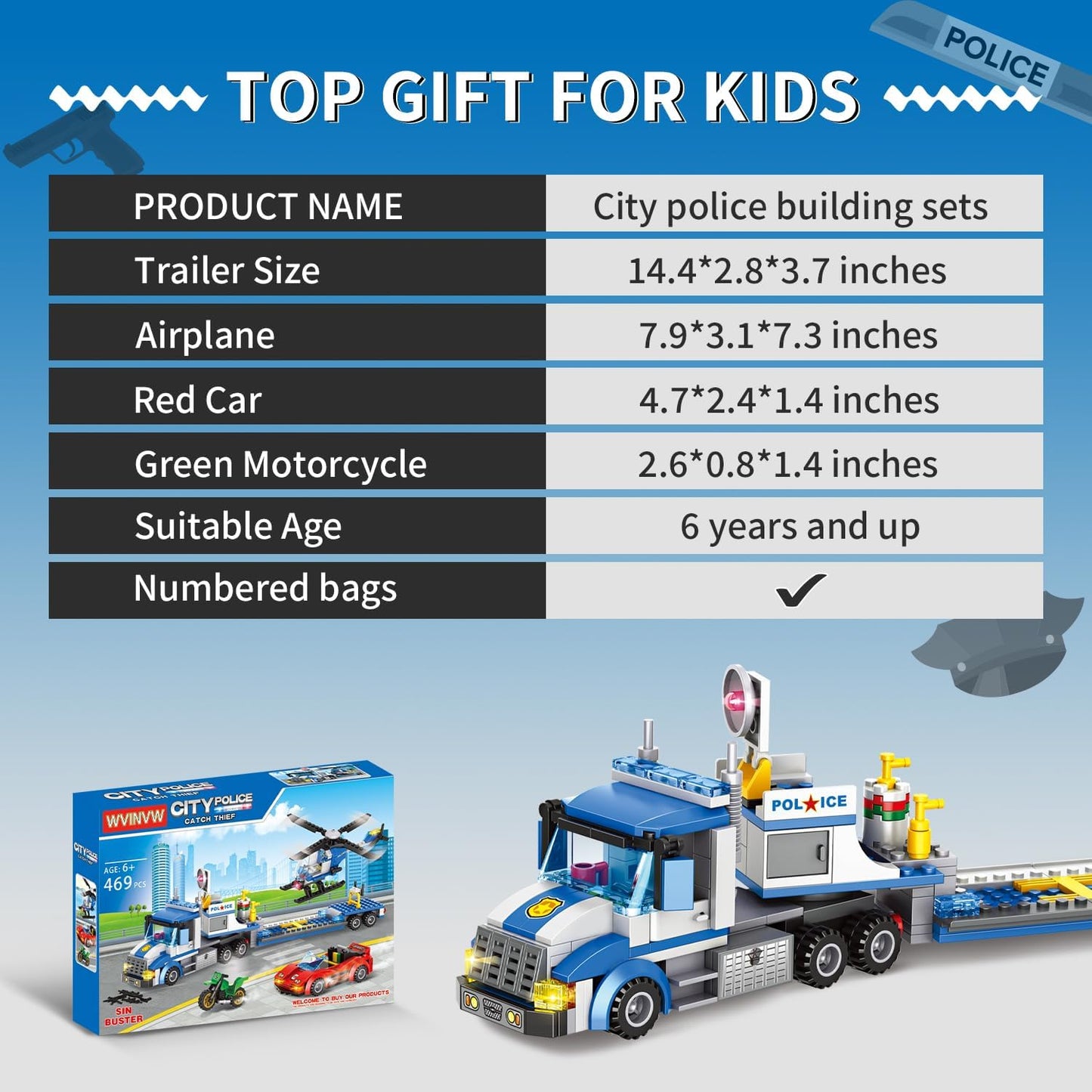 City Police Truck and Trailer Building Sets