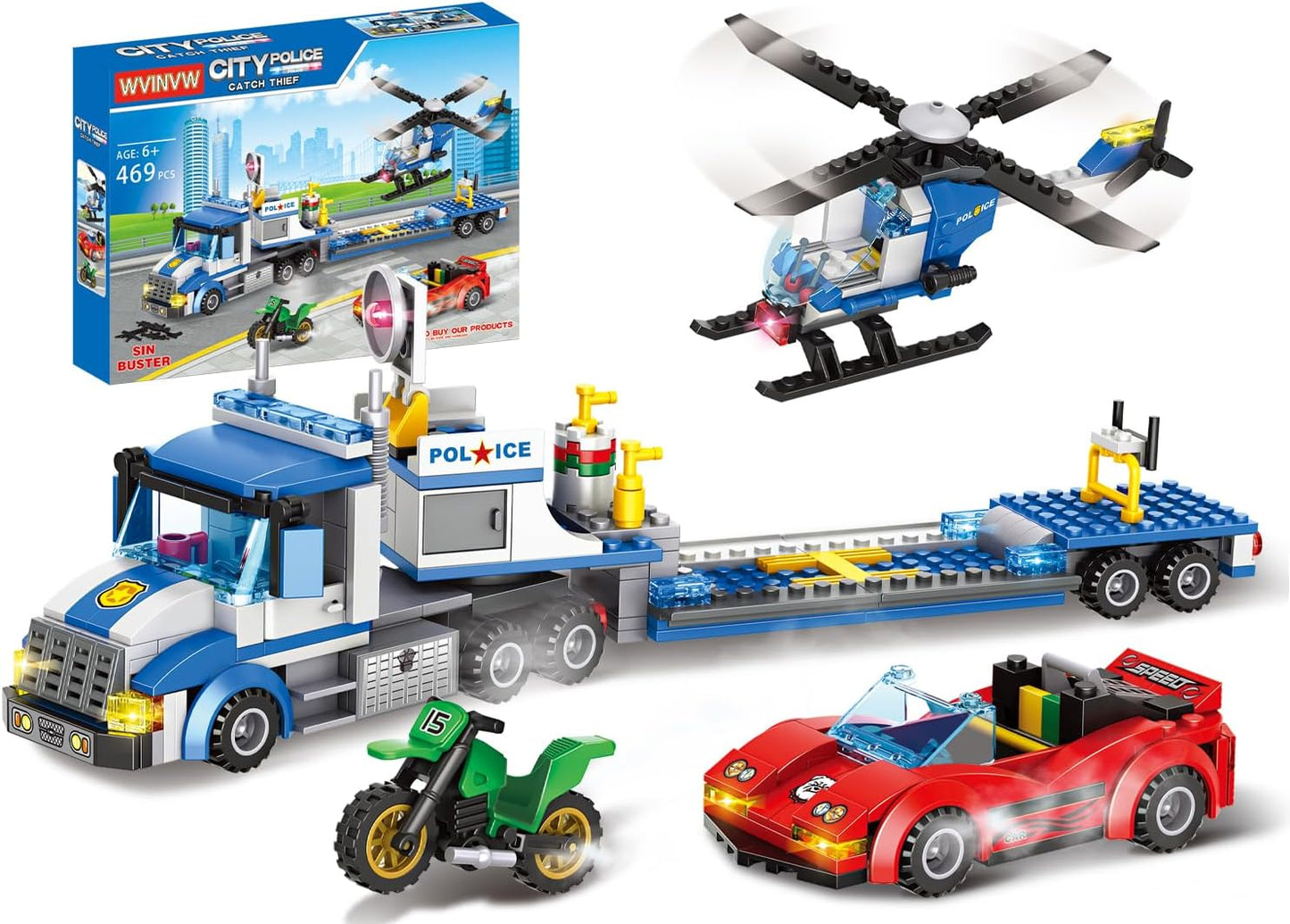 City Police Truck and Trailer Building Sets