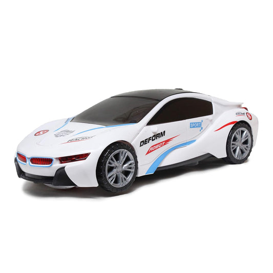 Robot Sports Car Toy with Convertible Robot with Lights, Music & Bump & Go Function for Kids