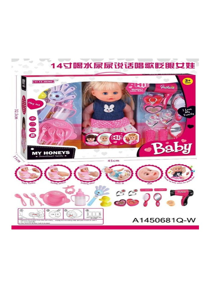 Talking Baby Doll Playset with Feeding