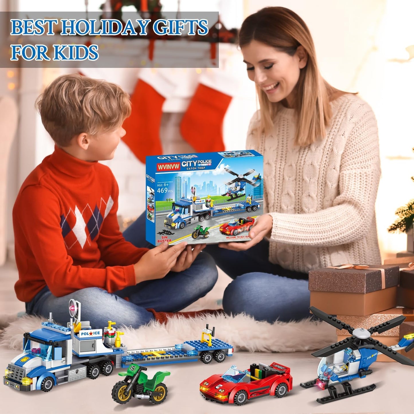 City Police Truck and Trailer Building Sets