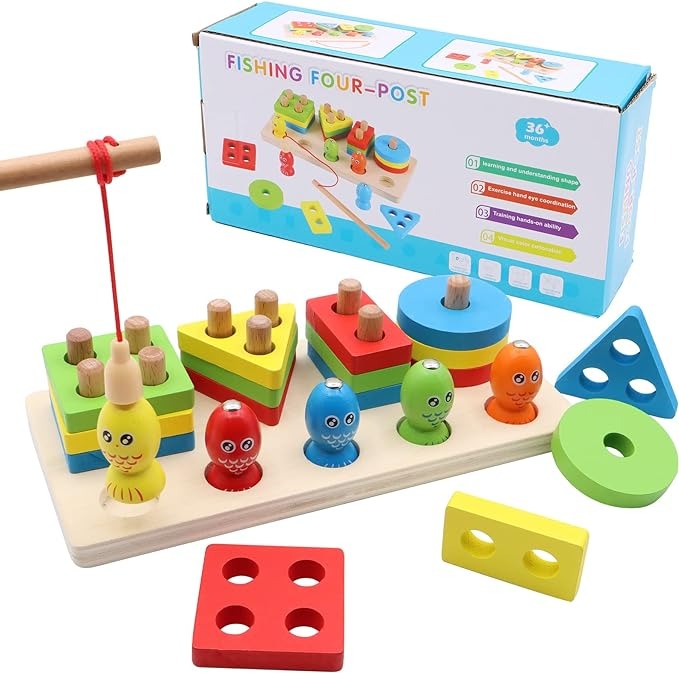 Wooden Fishing Geometric Shape Sorter – Magnetic Game for Kids