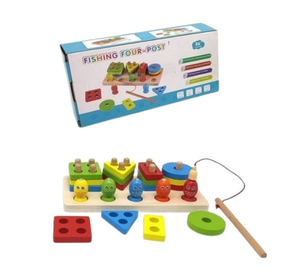 Wooden Fishing Geometric Shape Sorter – Magnetic Game for Kids